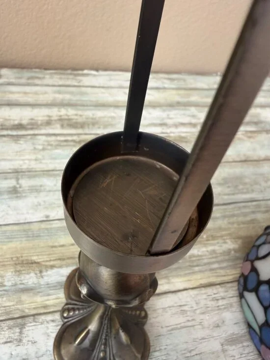 Vintage PartyLite Hydrangea Tiffany-Style Stained Glass Tealight Candleholder - Picture 15 of 16